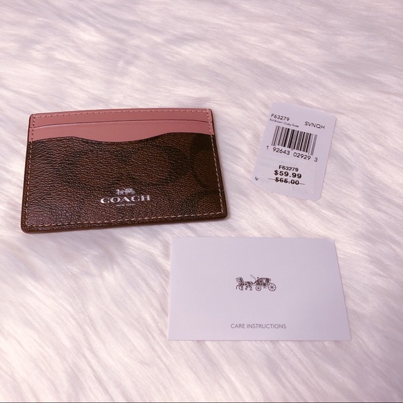 NWT Coach Pink & Brown Monogram Card Holder